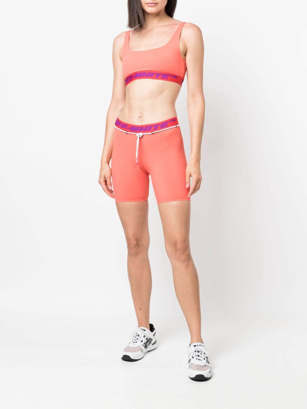 Shop Off-white Logo-waistband Track Shorts In Orange
