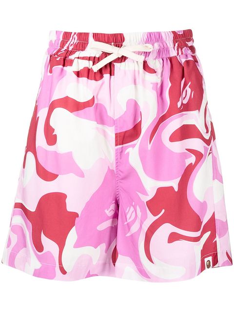 A BATHING APE® abstract-print drawstring shorts