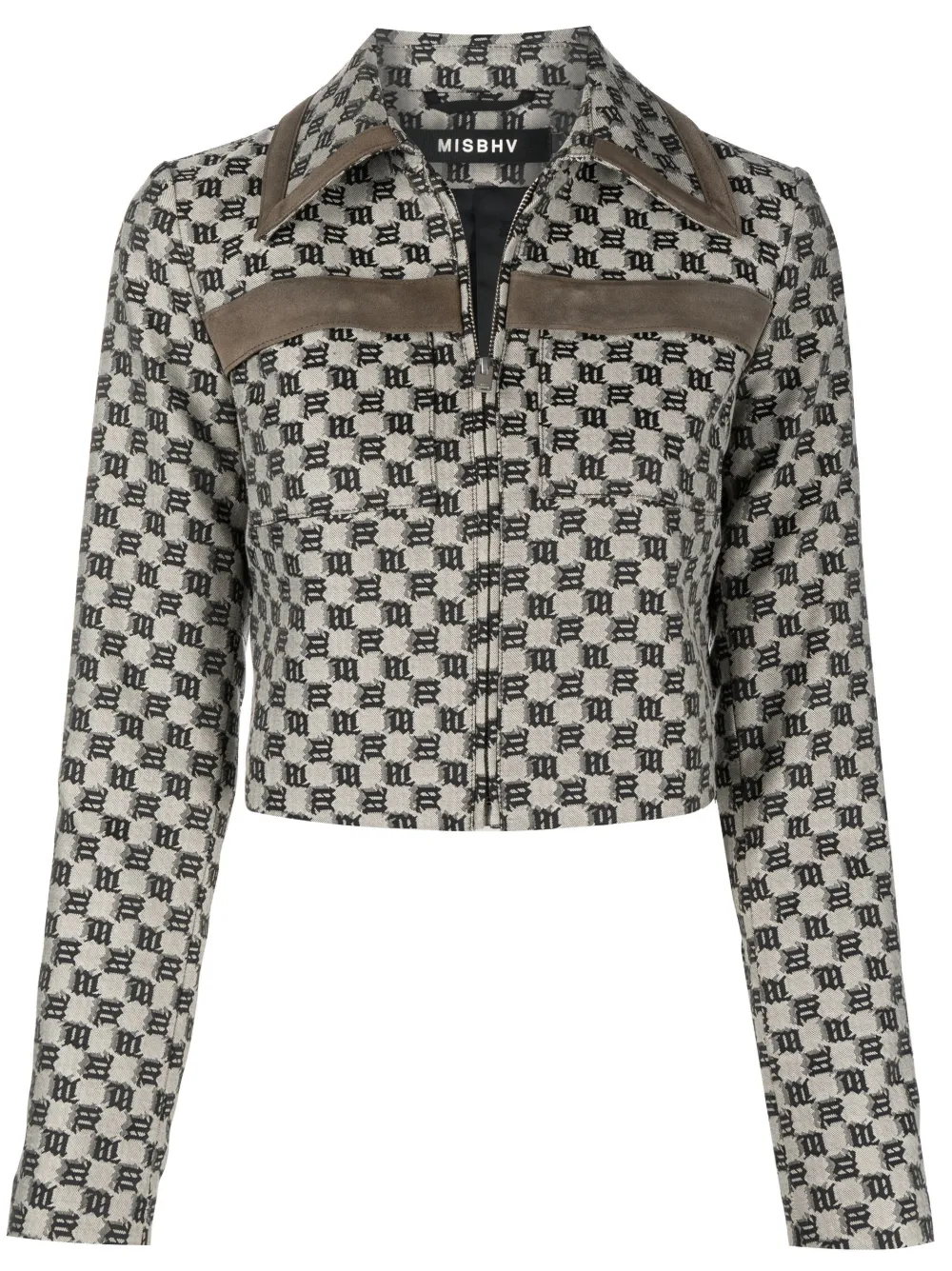 

MISBHV monogram-print zip-up shirt jacket - Neutrals