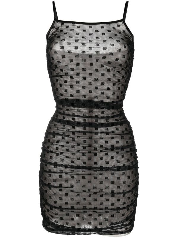 MISBHV monogram-print Fitted Dress - Black