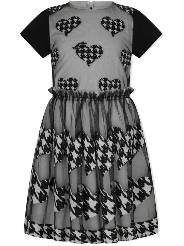 Simonetta Houndstooth heart patch Skater Dress Farfetch