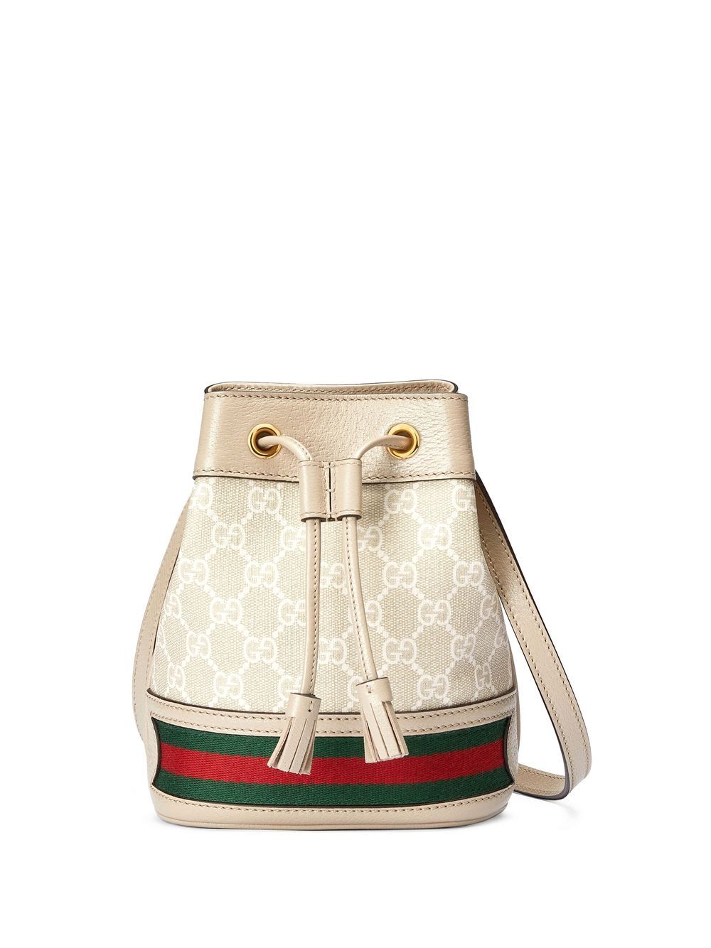 Gucci Mini Ophidia Canvas Bucket Bag In White