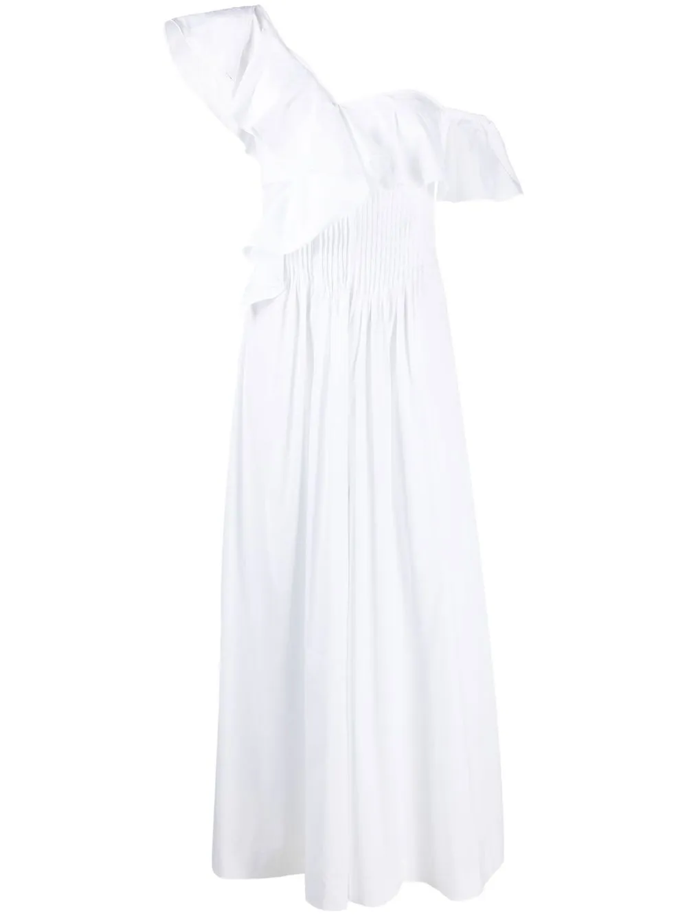 

Genny asymmetrical ruffle-trim jumpsuit - White