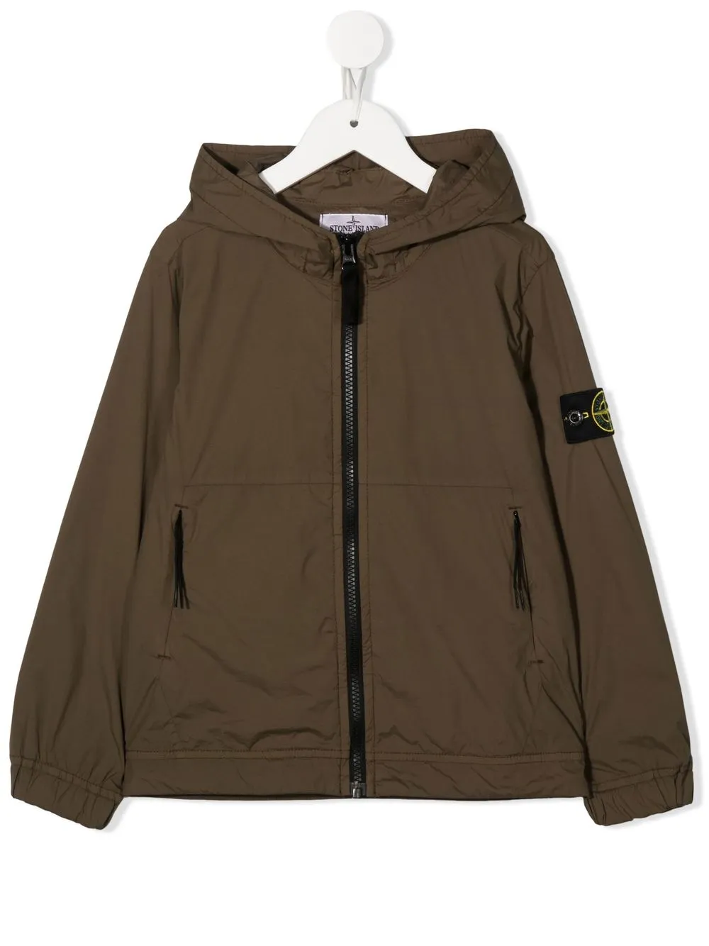 

Stone Island Junior compass-patch hooded jacket - Green