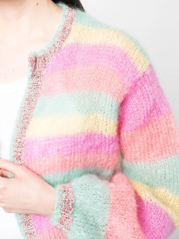 Rose Carmine stripe-print Knit Cardigan 