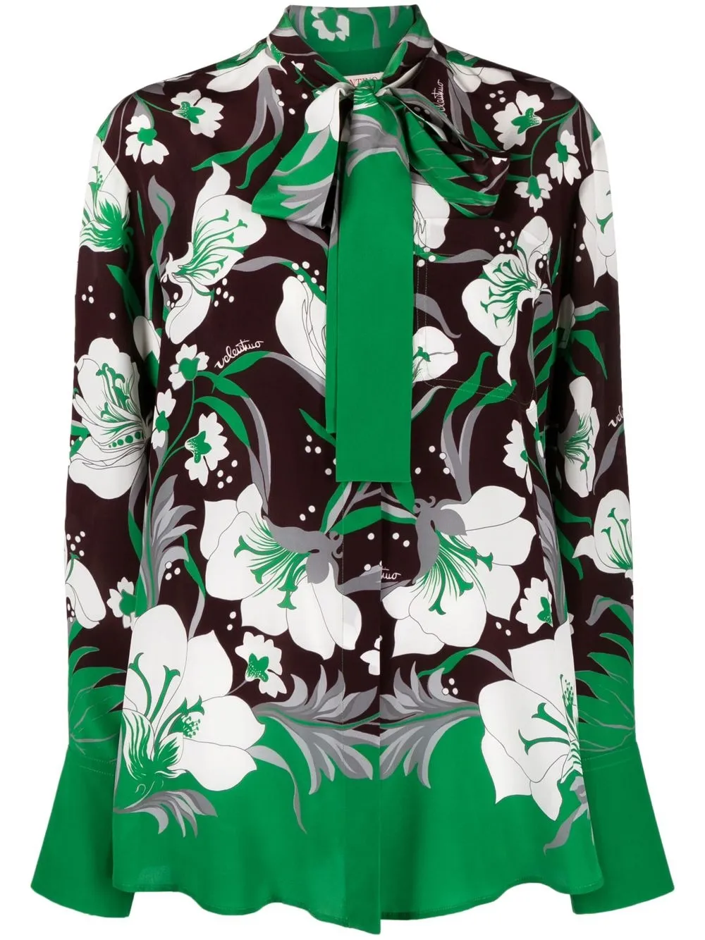 floral-print pussy-bow blouse