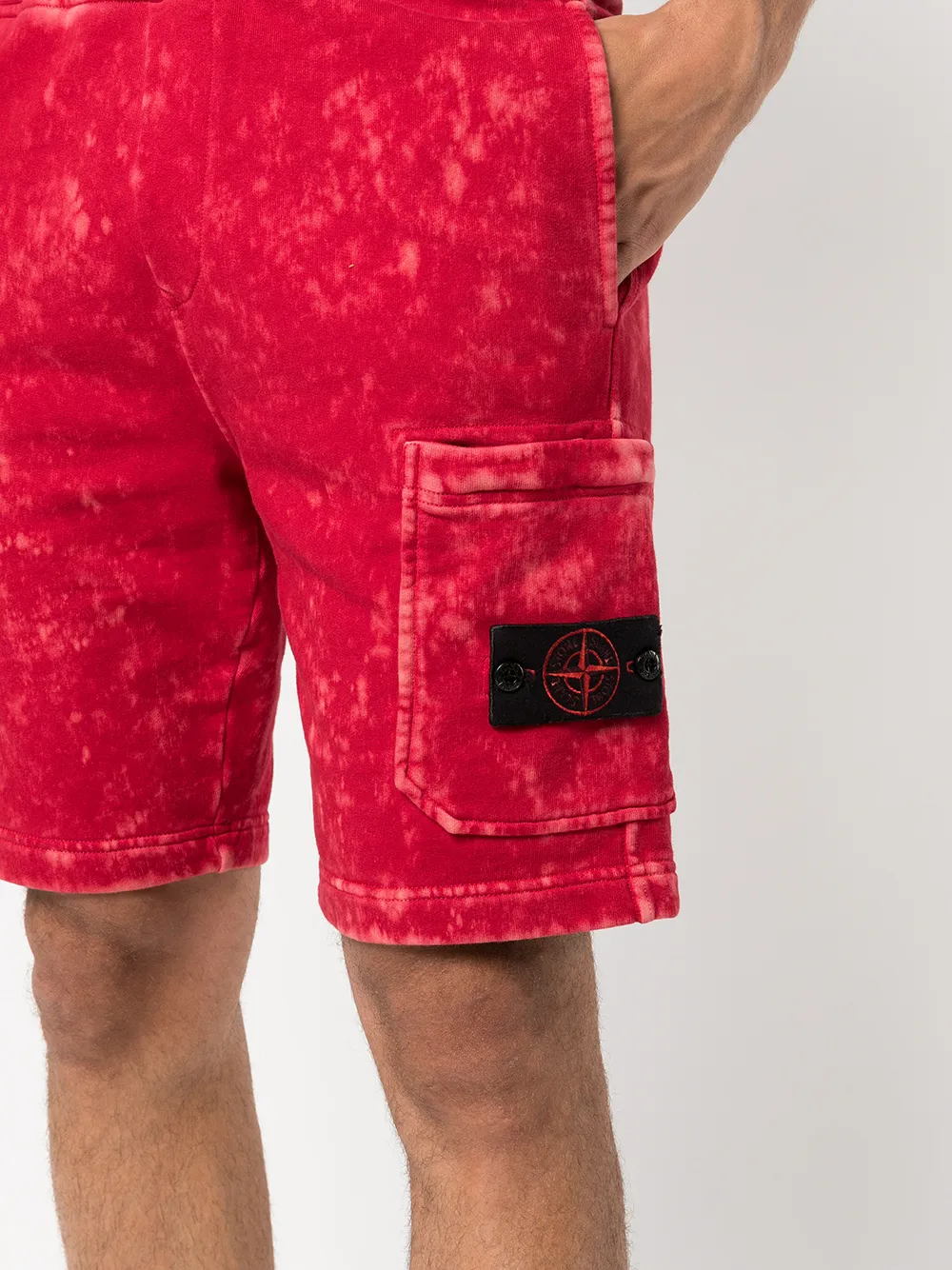 Stone Island Bleachwash Kneelength Shorts In Red ModeSens