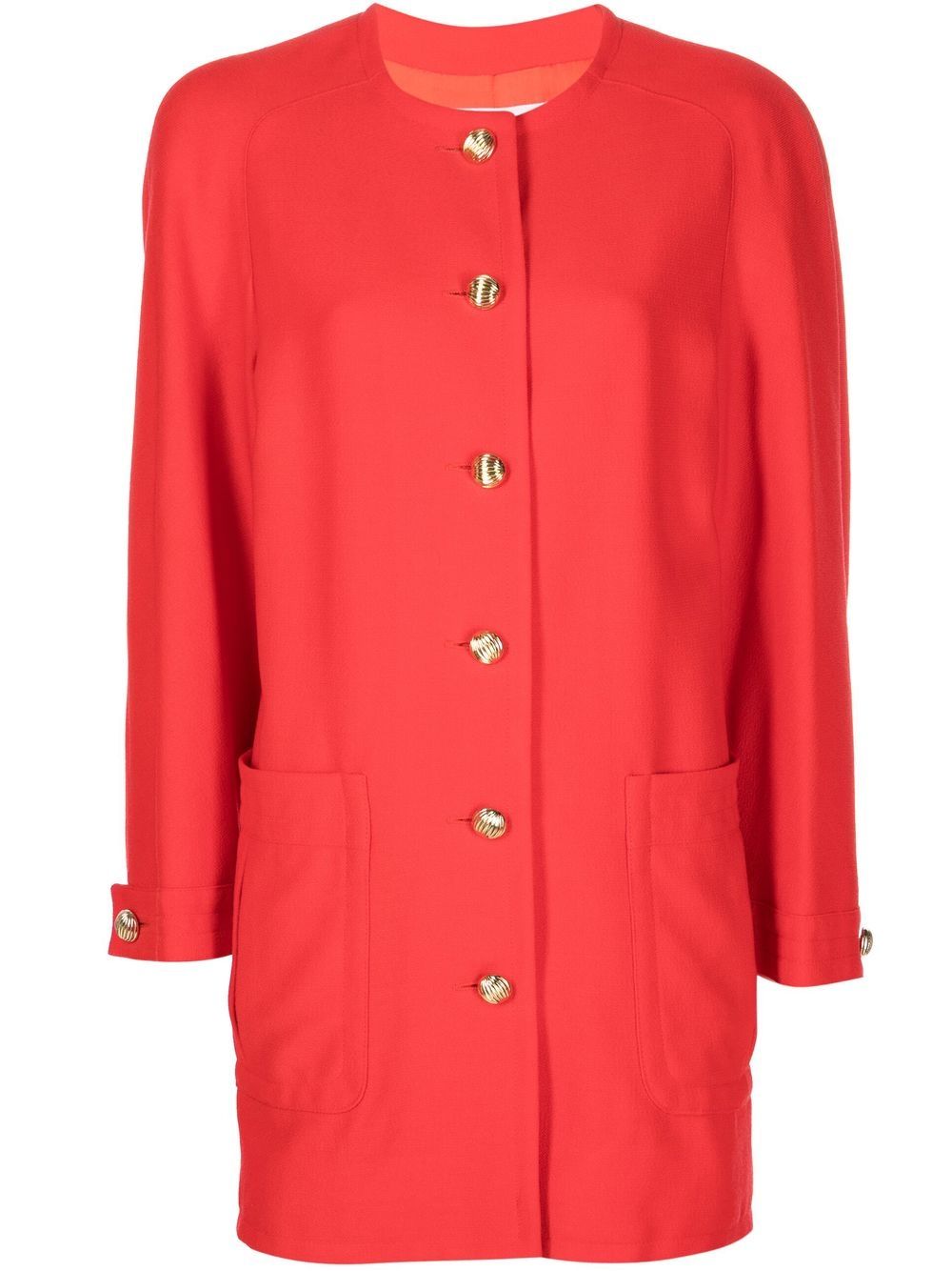 

Valentino Pre-Owned 1980s engraved-button wool coat - Red