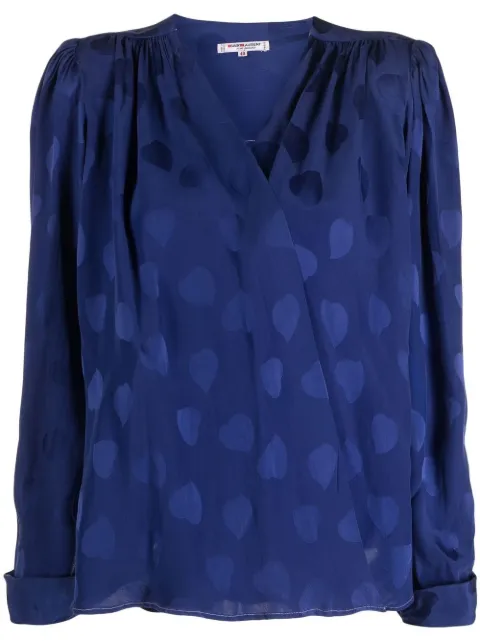 Saint Laurent Pre-Owned 1980s heart-motif V-neck silk blouse