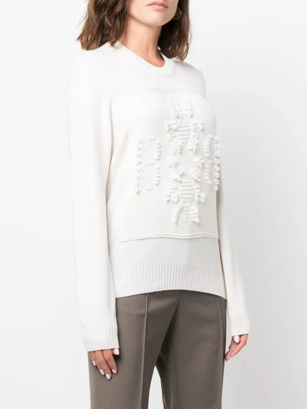 Barrie Round Neck Cashmere Jumper White FARFETCH IN