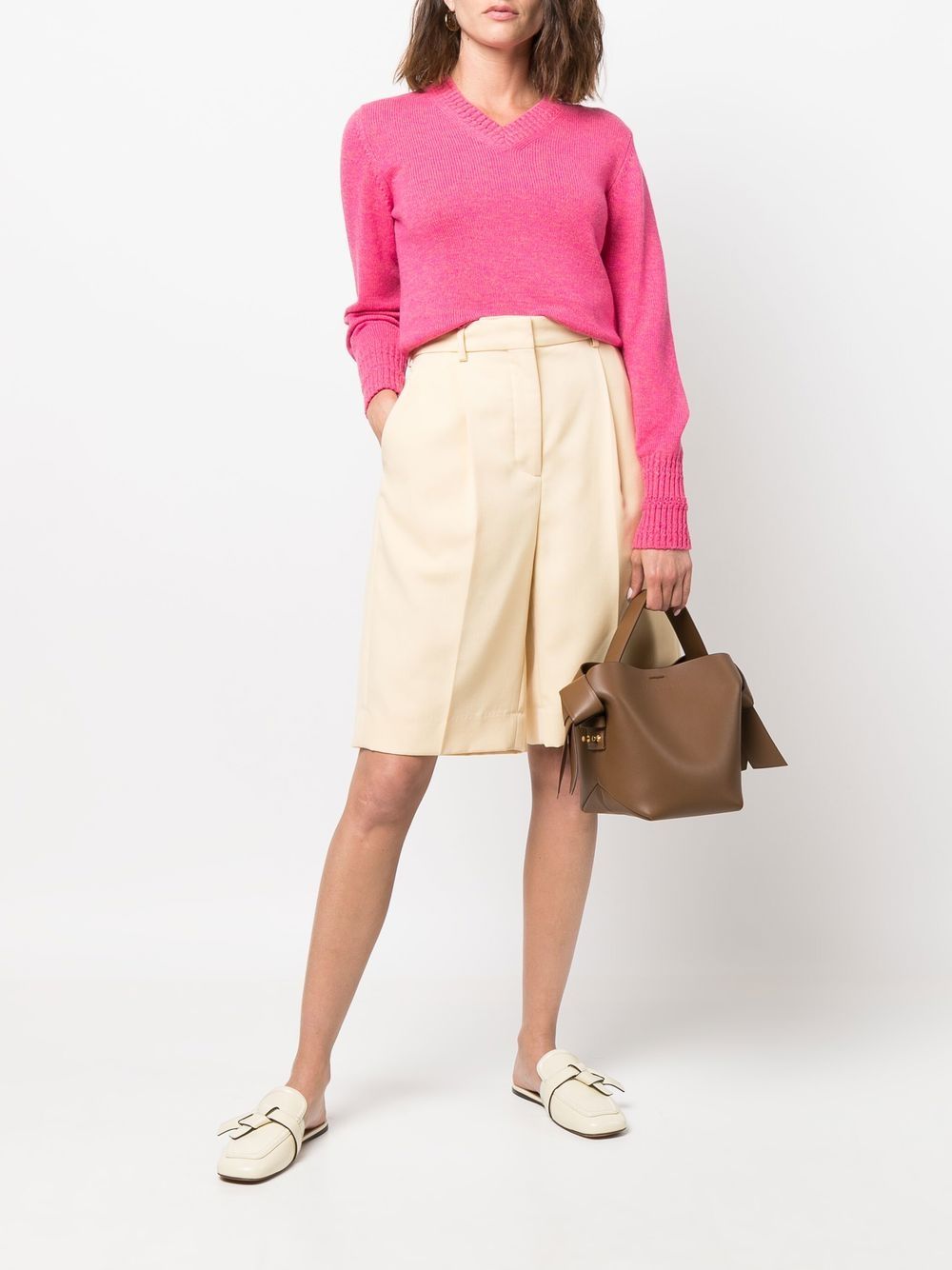 Shop Barrie V-neck Cashmere-knit Top In Pink