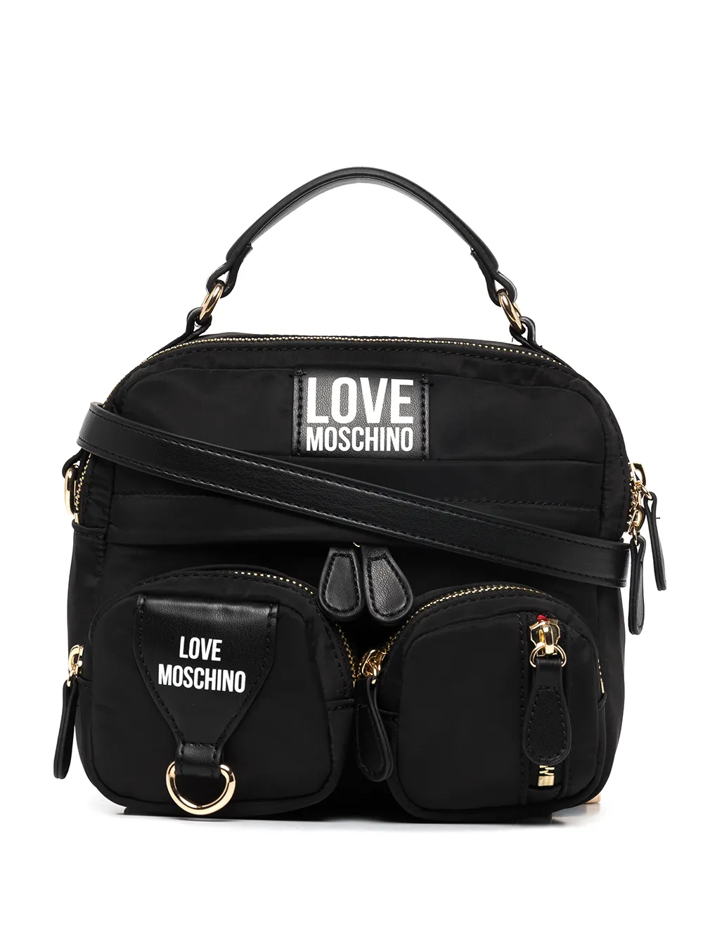 

Love Moschino bolsa satchel con logo estampado - Negro