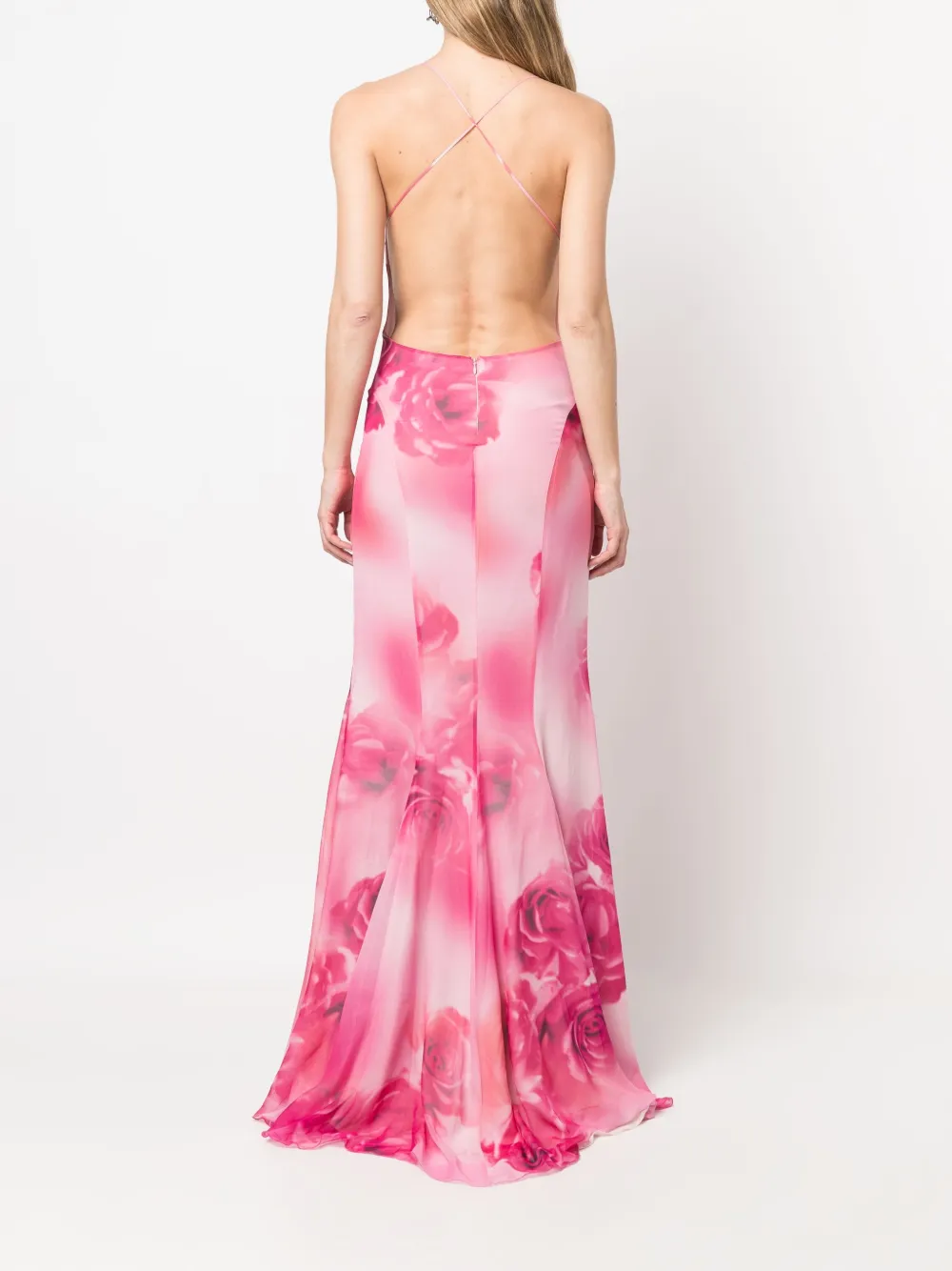 Blumarine roseprint Silk Gown Farfetch