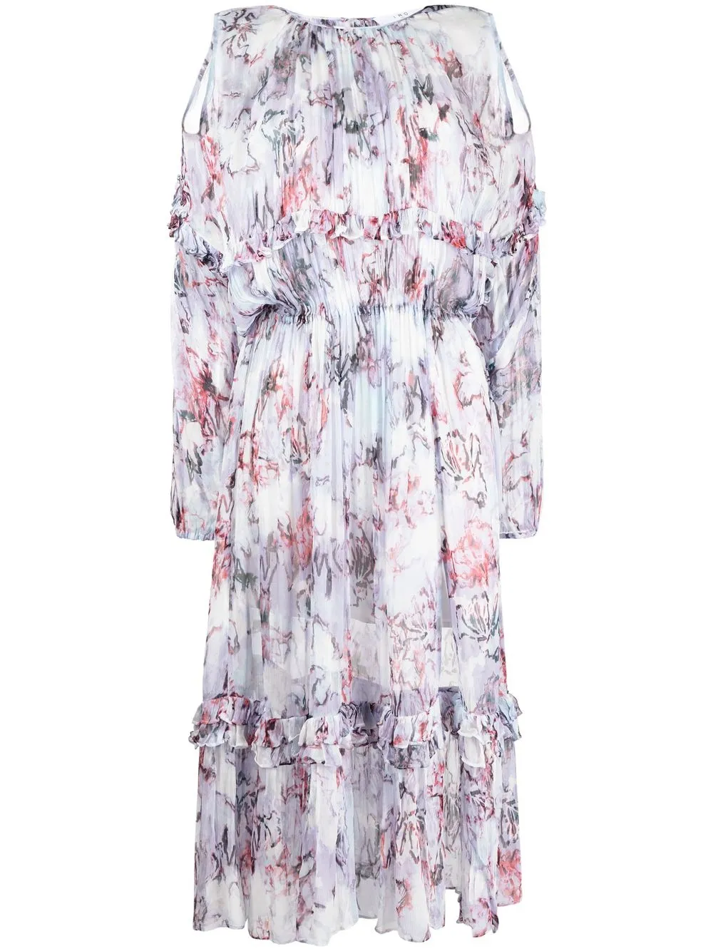 IRO JANAN ABSTRACT-PRINT PLISSÉ DRESS