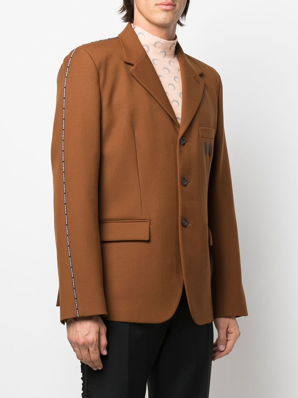 Shop Vetements Barcode-print Single-breasted Blazer In Brown