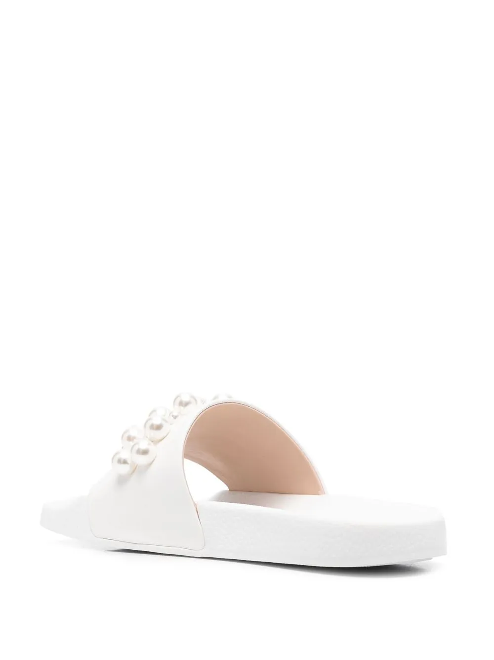  Stuart Weitzman Goldie Faux Pearl-embellished Pool Slides - White 