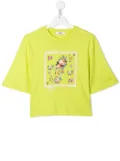 MSGM Kids TEEN floral-print cropped T-shirt - Yellow