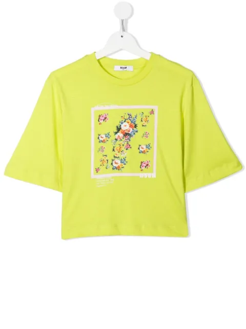 MSGM Kids TEEN floral-print cropped T-shirt 