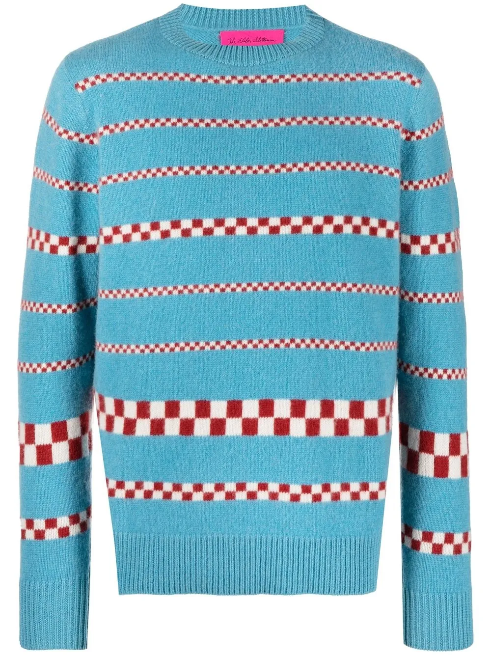 

The Elder Statesman speed check knitted jumper - Blue
