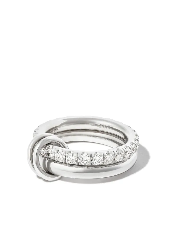 Spinelli Kilcollin 18kt White Gold Virgo Diamond Link Ring in Silver