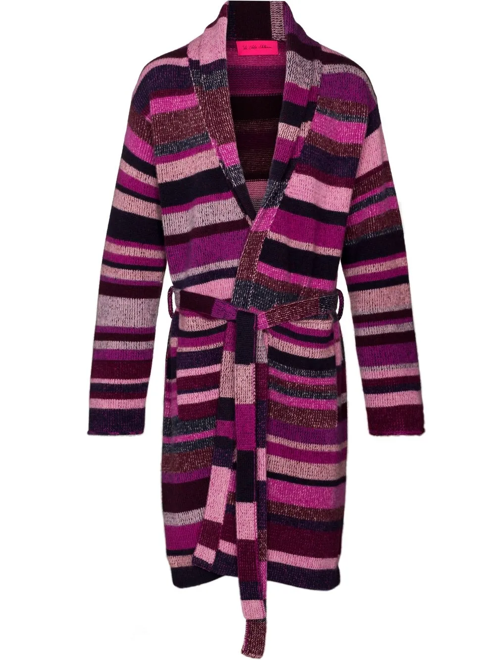 

The Elder Statesman striped belted cardigan - Purple