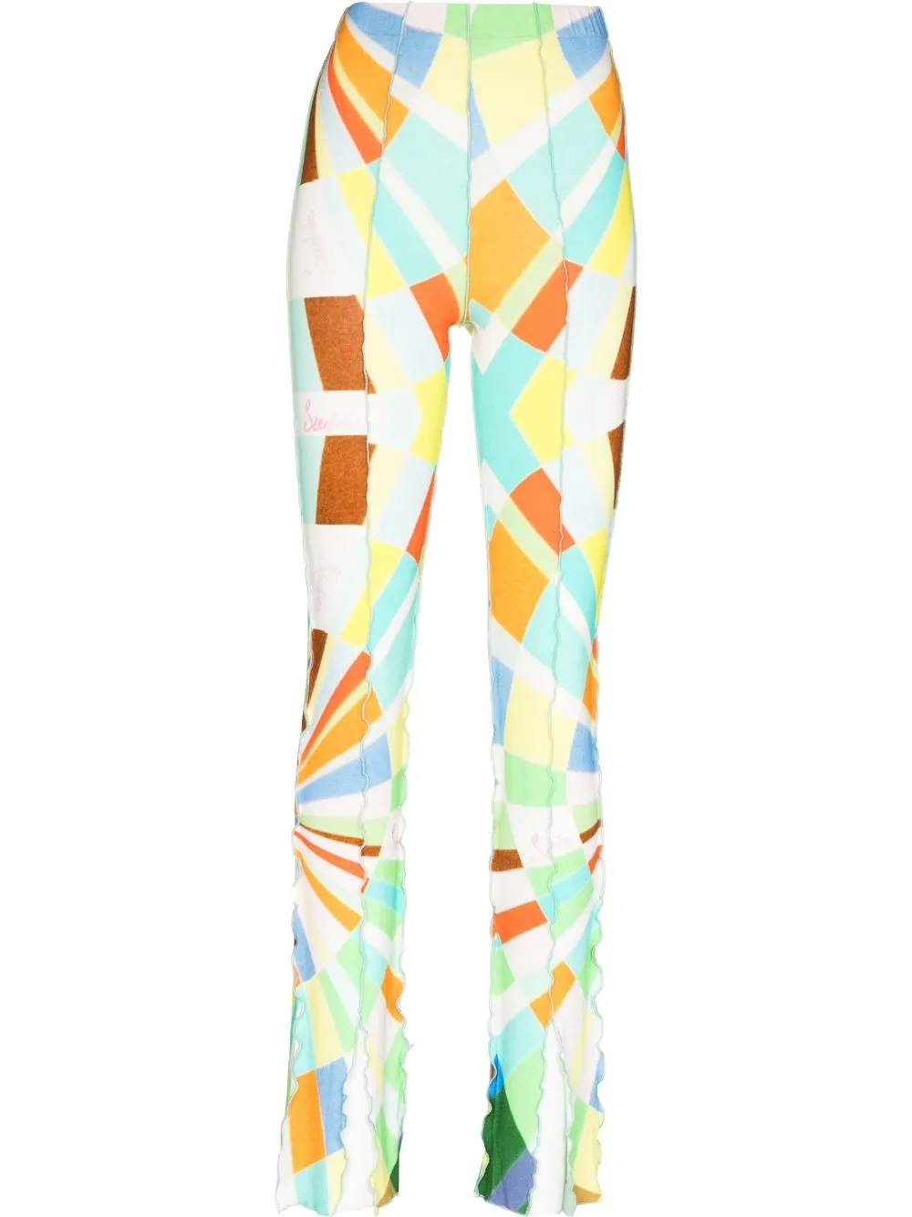 

SIEDRES graphic-print flared trousers - Yellow