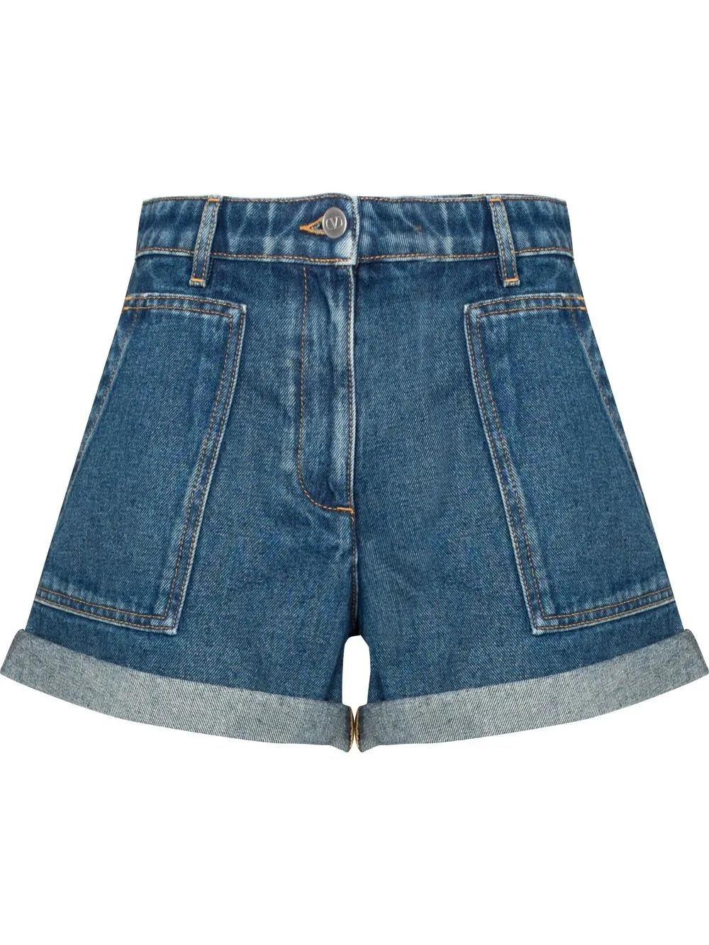 

Valentino shorts de mezclilla con tiro medio - Azul