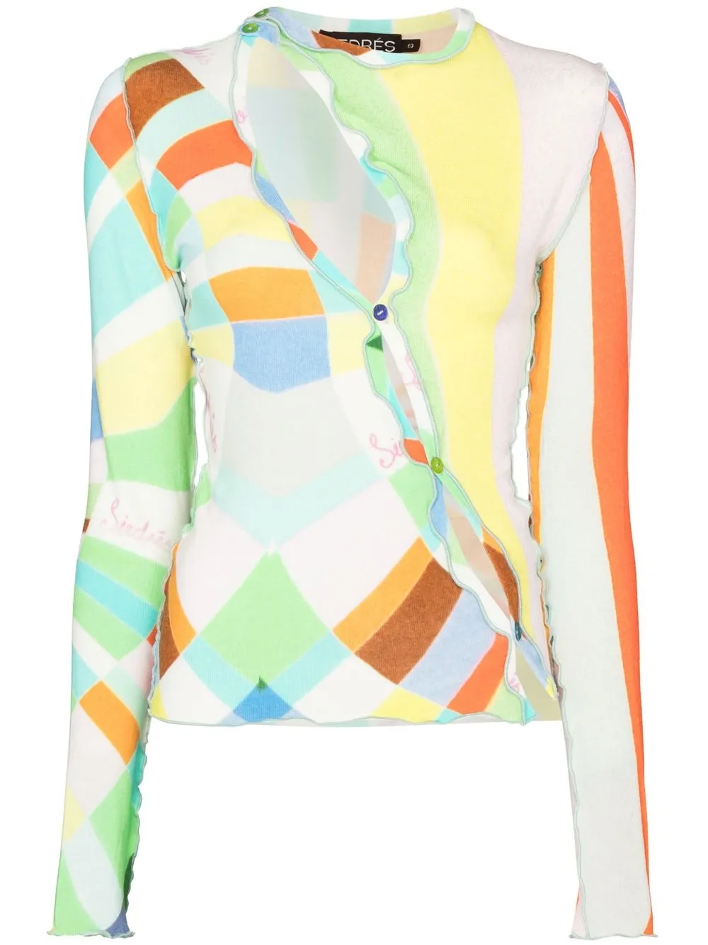 

SIEDRES Maddie asymmetric colour-block cardigan - Yellow