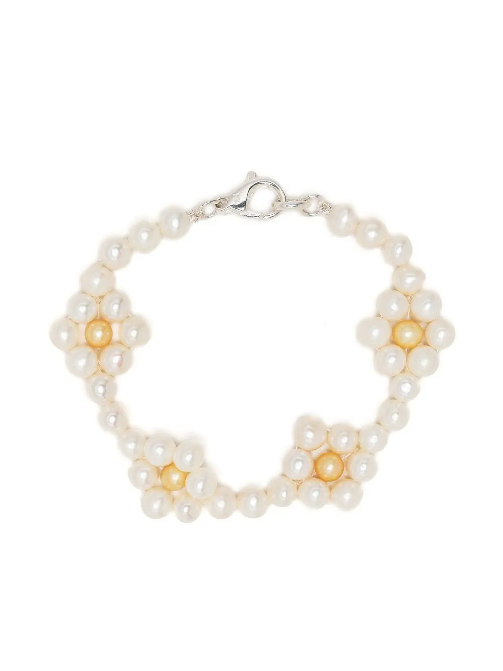 

Hatton Labs pulsera con motivo floral y perlas - Blanco