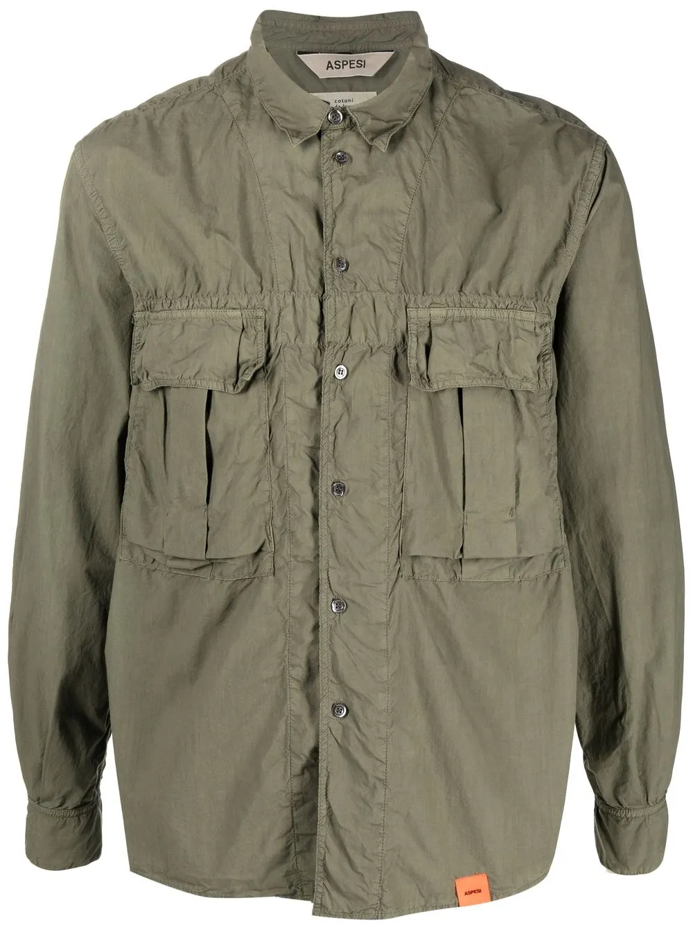 

ASPESI gathered seam-detail cargo shirt - Green