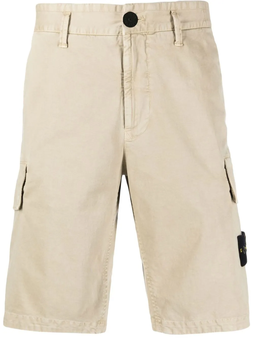 STONE ISLAND LOGO-PATCH KNEE-LENGTH SHORTS