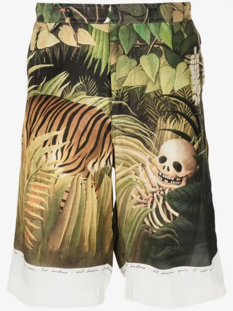 Endless Joy Forest graphic-print silk shorts