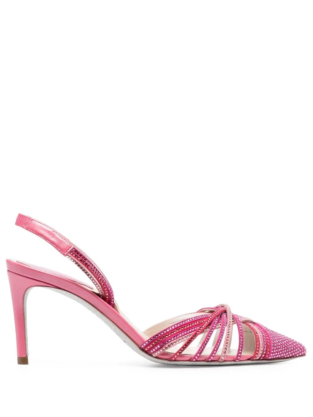 

René Caovilla 80mm crystal-embellished pointed pumps - Pink