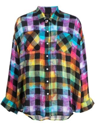 R13 check print long sleeve Shirt Farfetch