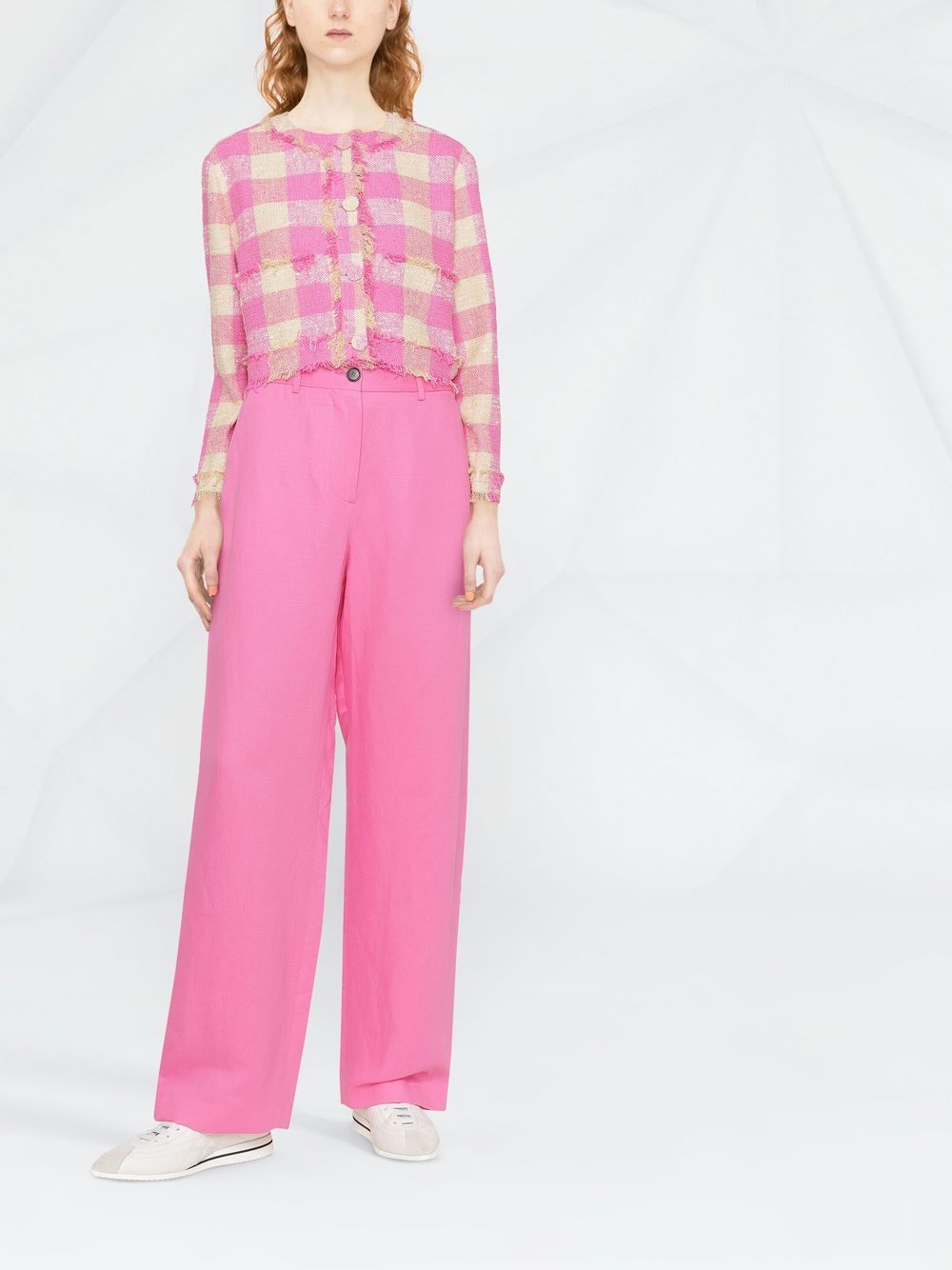 Shop Msgm Wide-leg High-waisted Trousers In Rosa