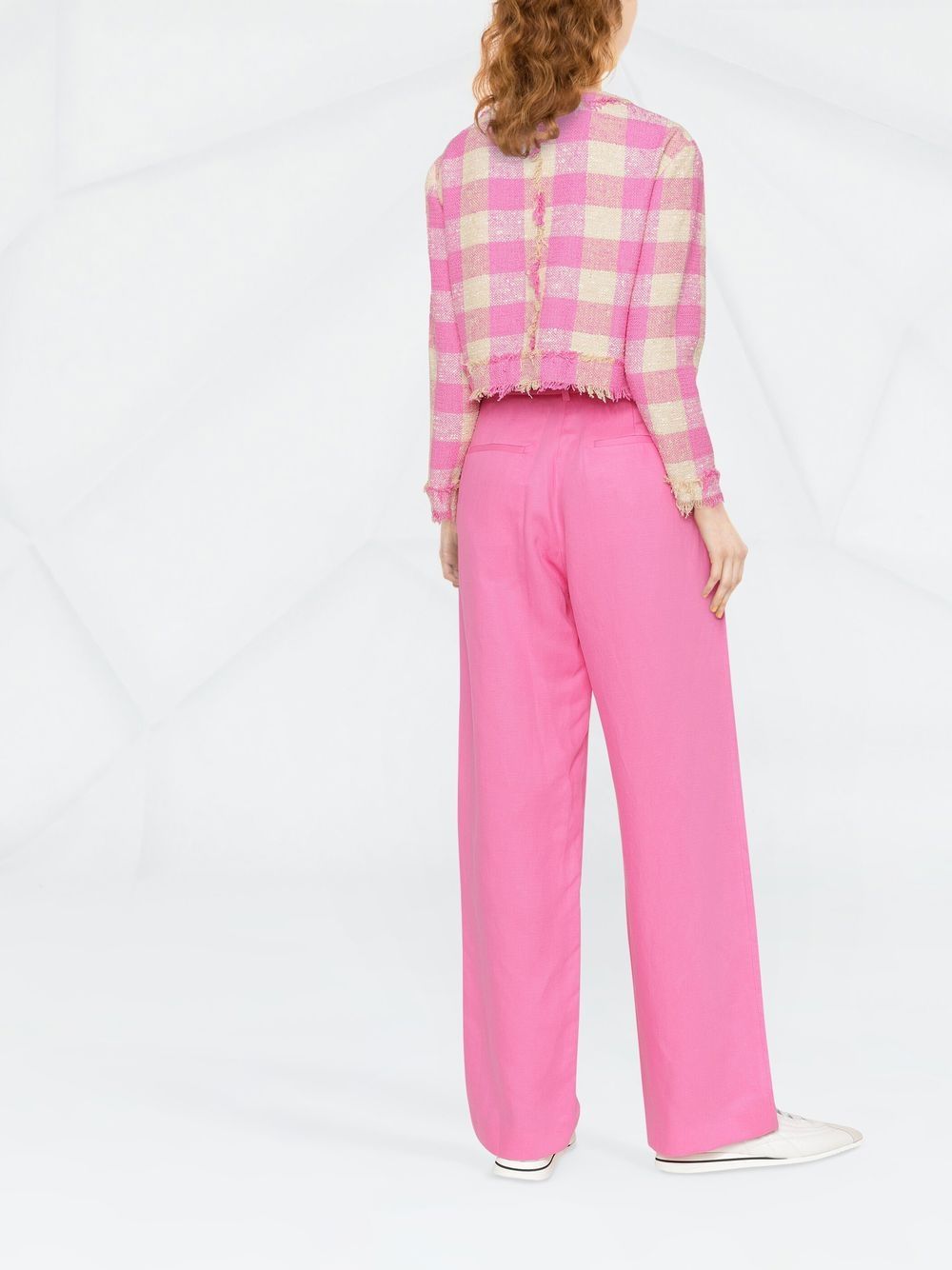 Shop Msgm Wide-leg High-waisted Trousers In Rosa