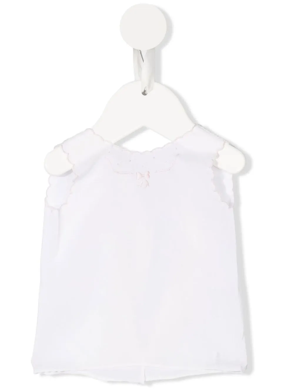 

Mariella Ferrari blusa con bordes festoneados - Blanco