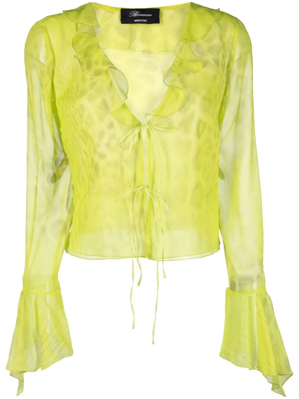 Blumarine Leopard-print Silk Blouse In Green | ModeSens