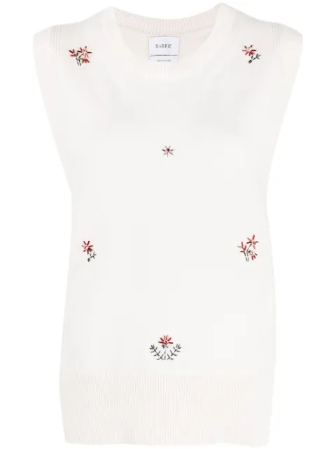 Barrie floral embroidered cashmere top