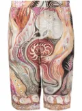 Endless Joy Dark Star graphic-print silk shorts - Purple