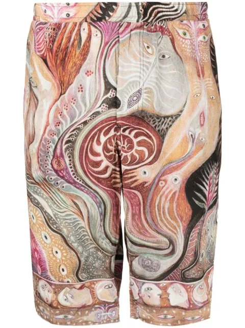 Endless Joy Dark Star graphic-print silk shorts