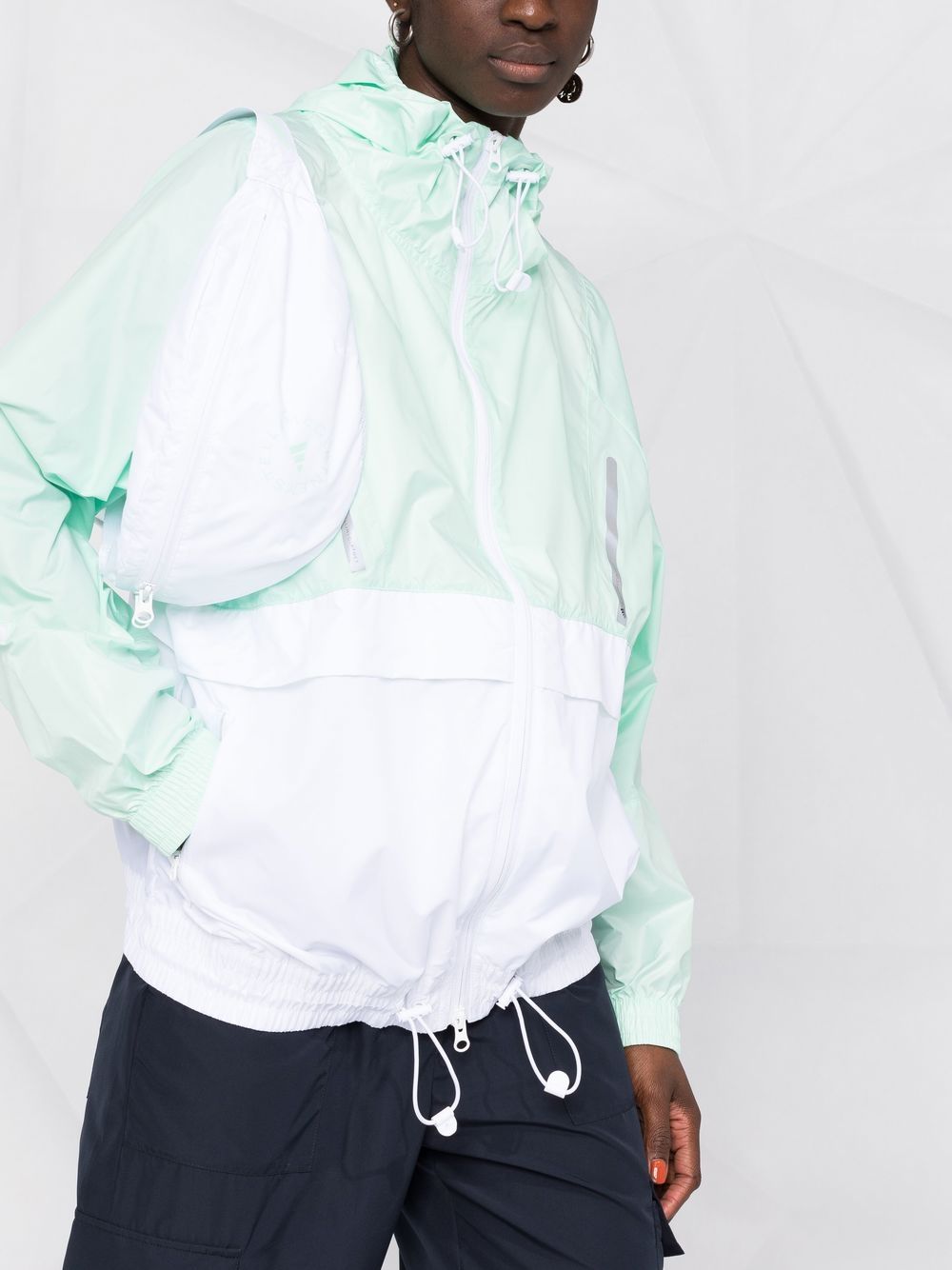 Shop Adidas By Stella Mccartney Colour-block Windbreaker Jacket In White