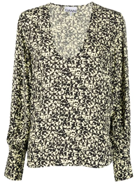 GANNI abstract-print blouse Women