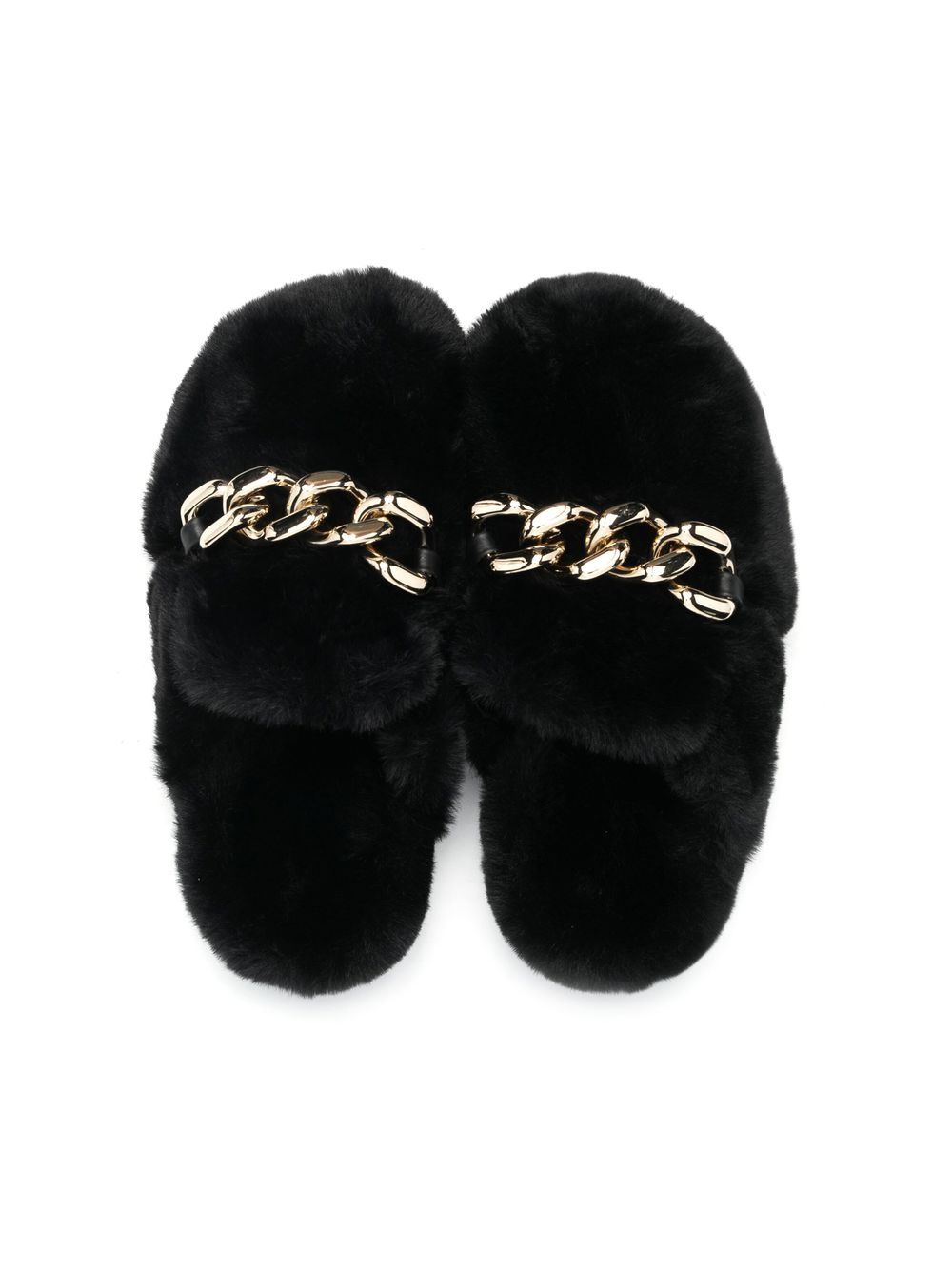 Shop N°21 Teen Chain-detail Faux-fur Loafers In Black
