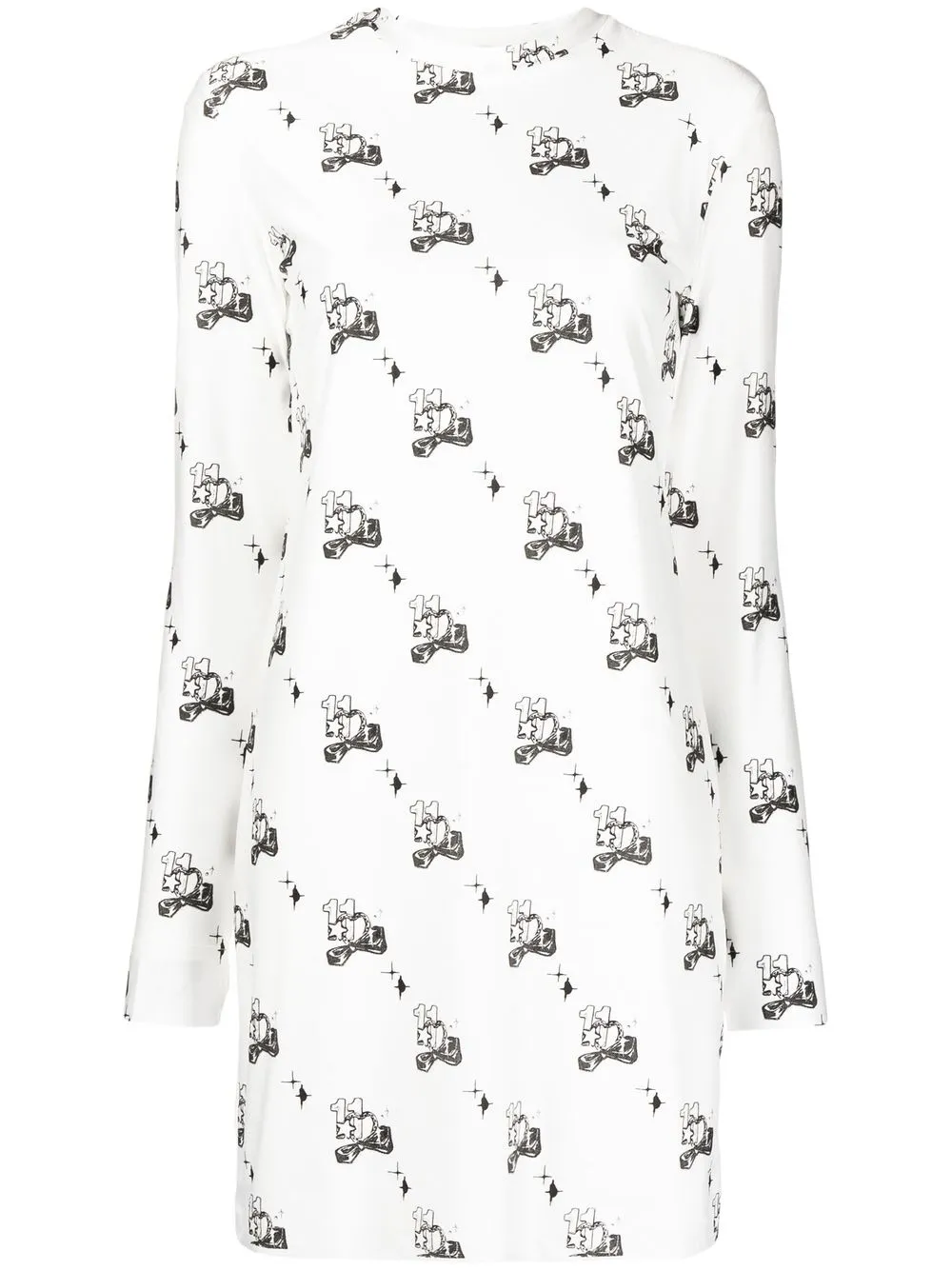 

We11done all-over 11-print dress - White