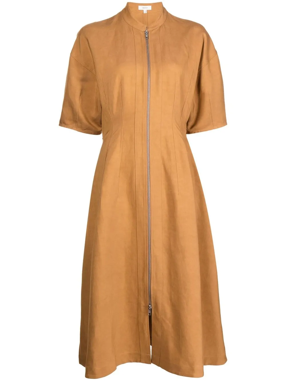 Oroton Zipped-up Midi Dress In Braun