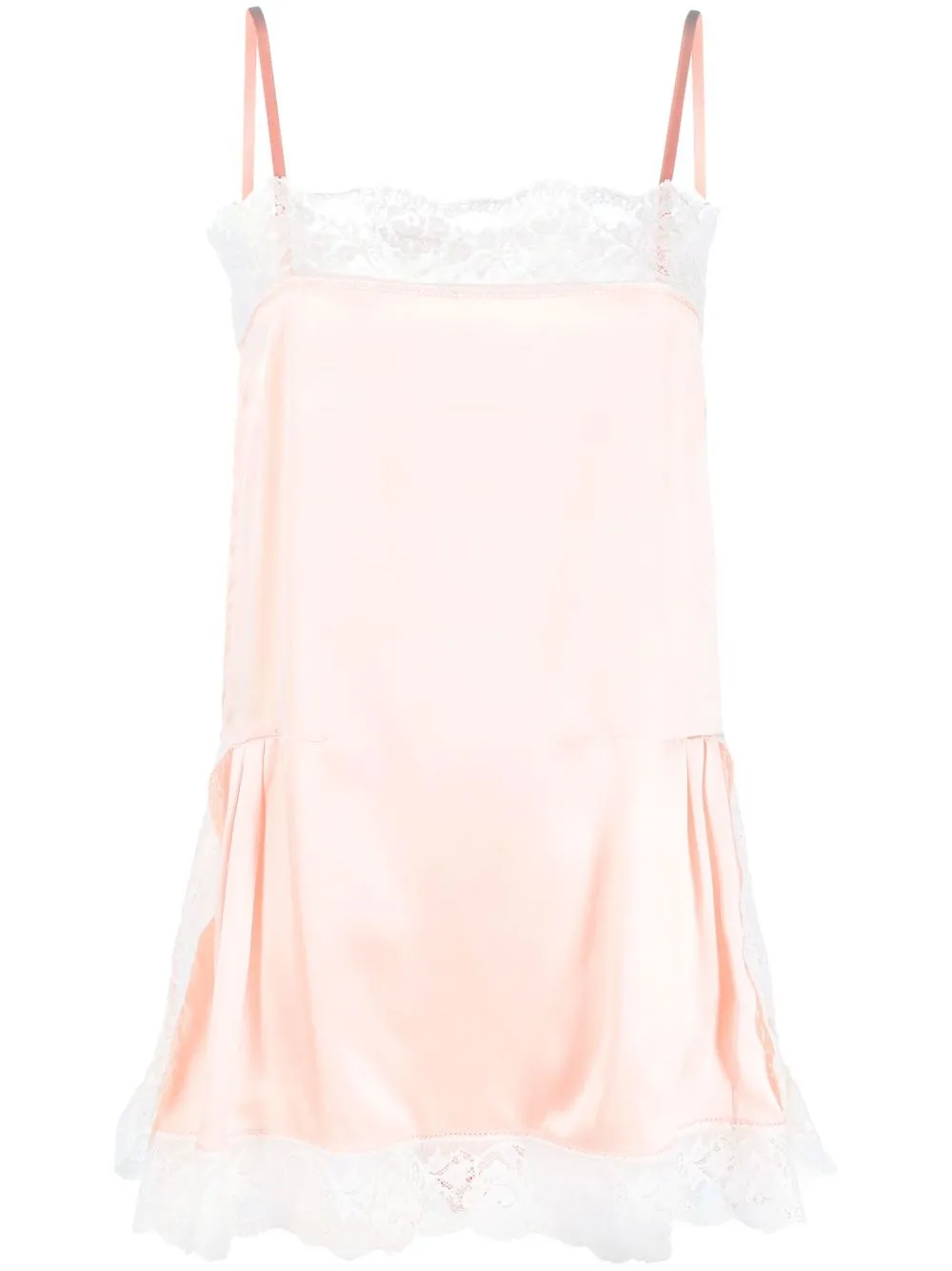 Maison Margiela Lace-trim Silk Slip Dress In Rosa