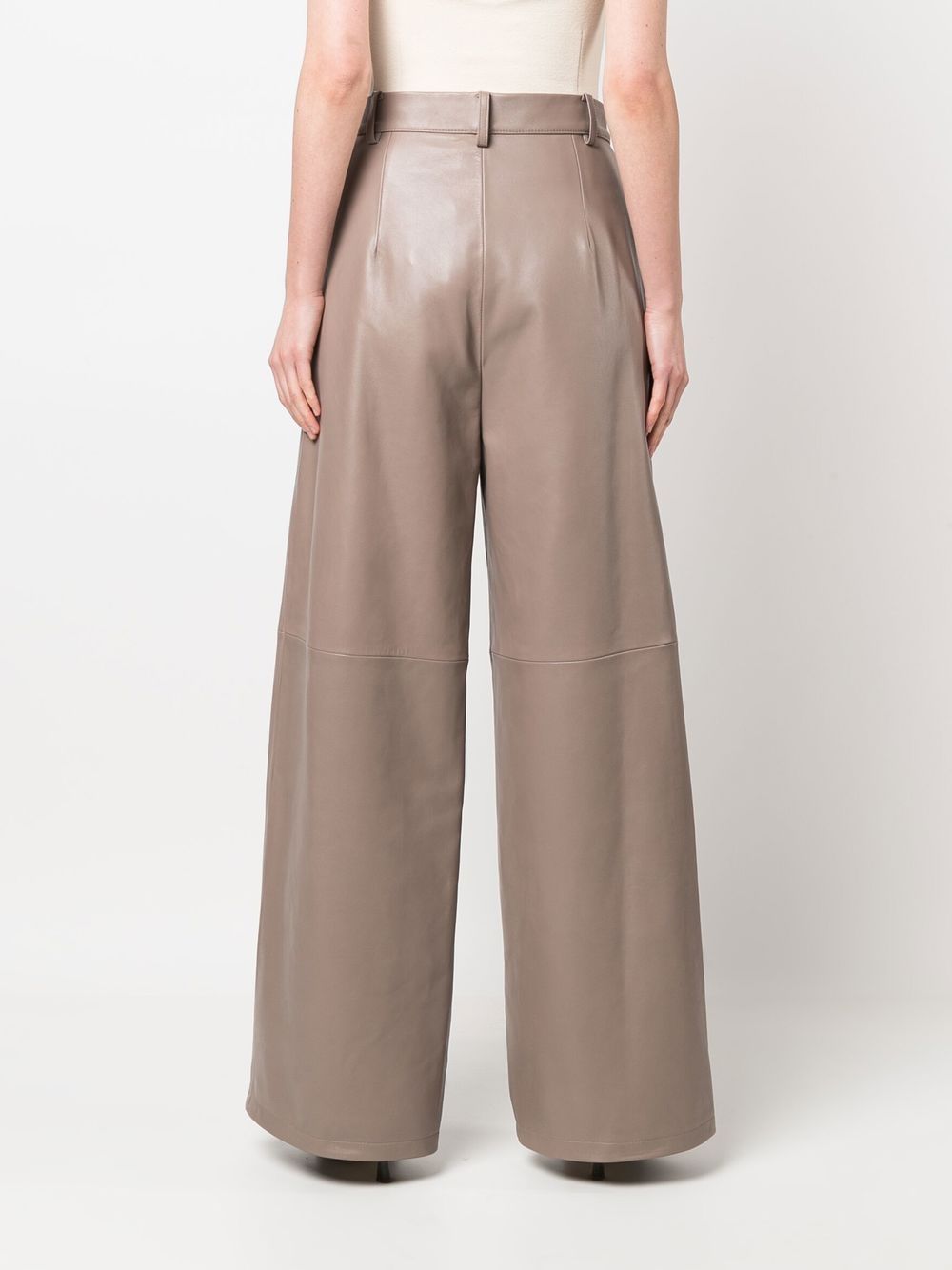 Shop The Mannei Leather Palazzo Pants In Neutrals