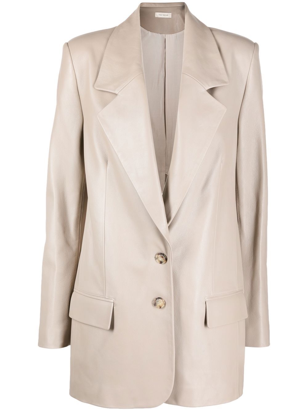 The Mannei Lille Leather Blazer In Neutrals