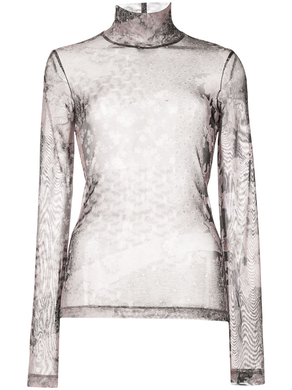 collage-print mesh T-shirt